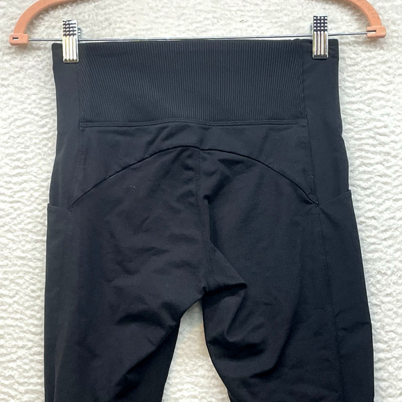 Athleta Leggings Womens XS Black Excursion Hybrid Tight Mid Rise Ribbed Gym - Picture 6 of 12